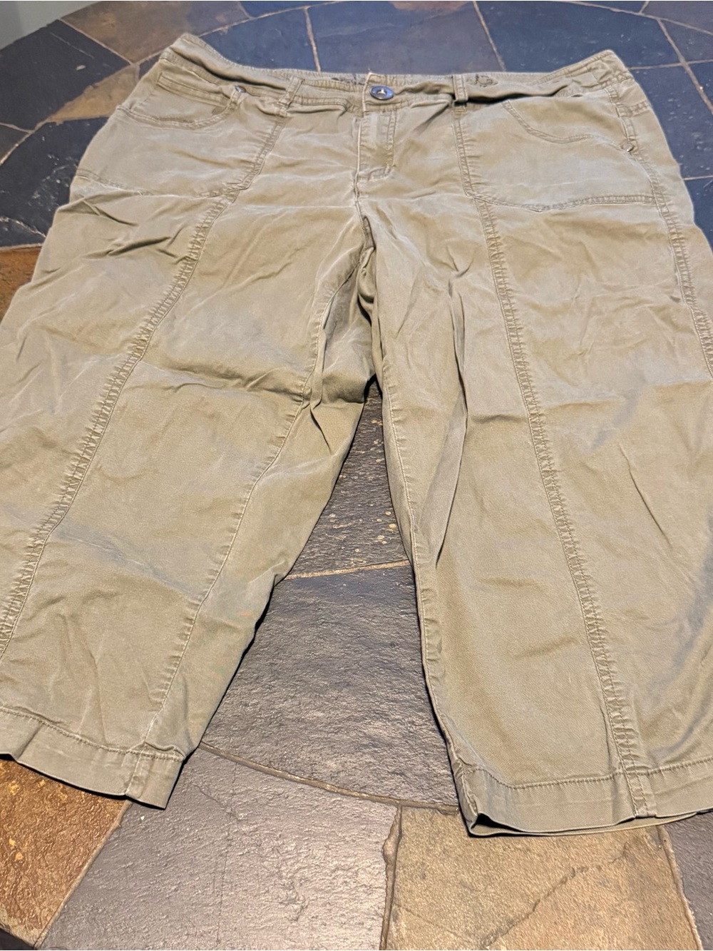 CJ Banks Olive Green Crop Utility Pants